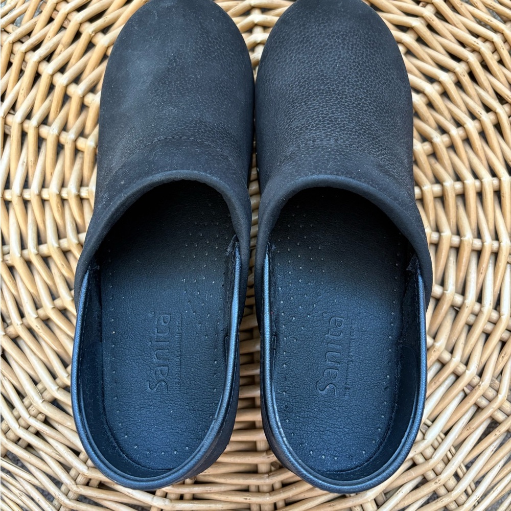 Sanita Professional Black Textured Oil Leather Women's Slip On Clogs Size 7.5/8 - Picture 9 of 11